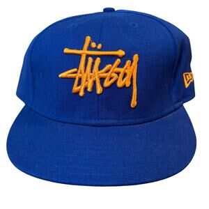 Stussy Hats New Era Cap Stand Firm Puff Embroidery Baseball Blue Orange 7 1/2